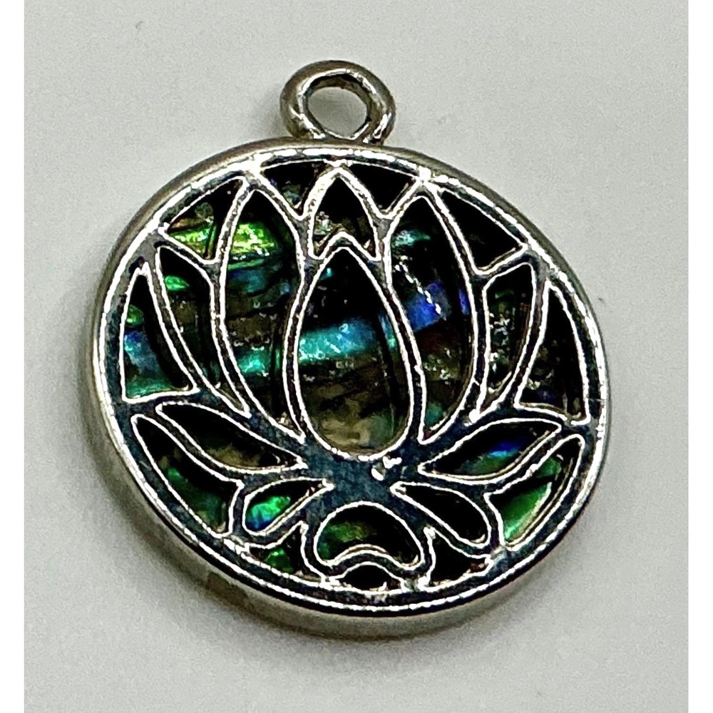 Lotus‎ Flower Pendant Iridescent Abalone Shell Charm Crafters Jewelry Makers